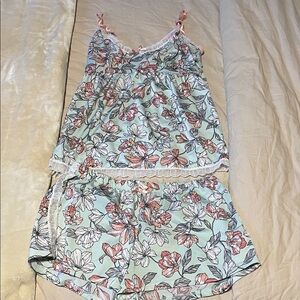 Marilyn Monroe Floral Pajama Set in Mint and Coral